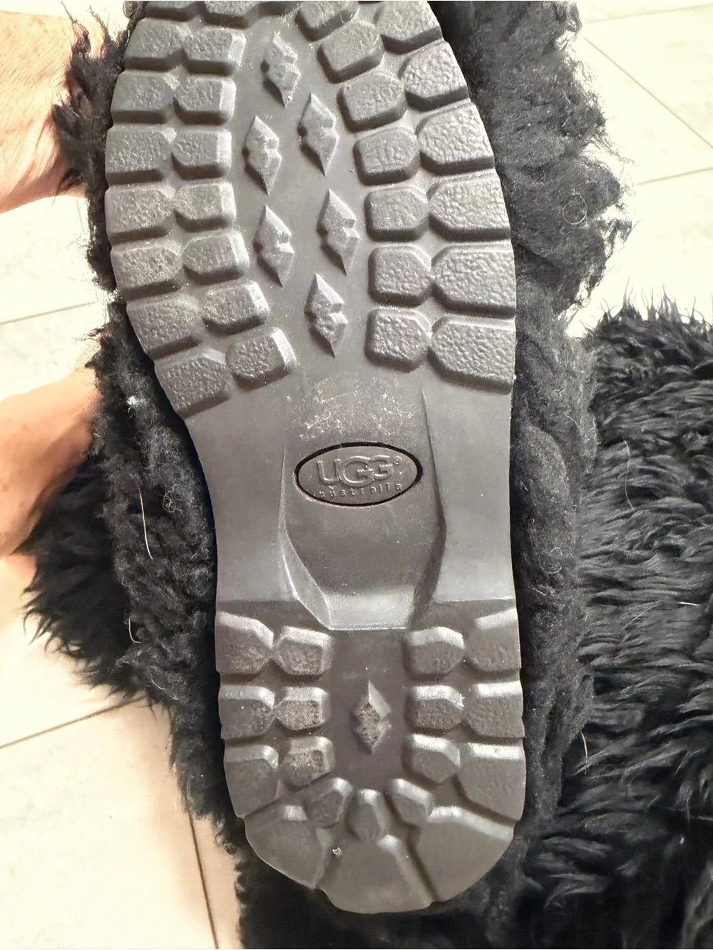 UGG Black Fuzzy Plush Boot Slippers